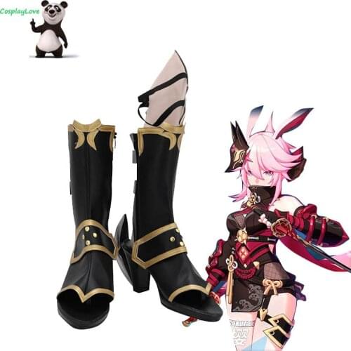 Honkai Impact 3rd Yae Sakura Black Cosplay Shoes Cosplay Long Boots Leather Custom Made For Party Christmas Halloween