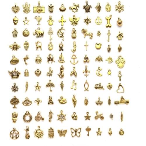 DIY jewelry new products 100 antique gold silver pendants bracelets necklaces alloy small pendants DIY jewelry accessories