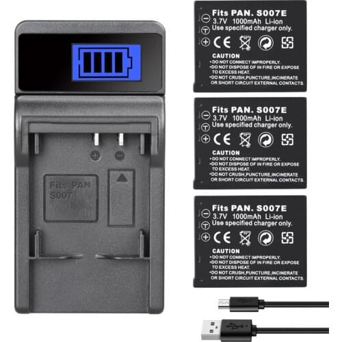 CGAS007 Battery Charger For Panasonic Lumix DMC TZ50 TZ15 TZ5 TZ1 TZ2 TZ3 TZ4 Camera Batterie CGA-S007 S007E 1000mAh