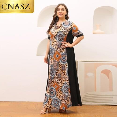 2021 Womens Summer New Style Bohemian Fashion Print Stitching Dress Islamic Turkey Long Skirt Dubai Middle East Fashion Ladies