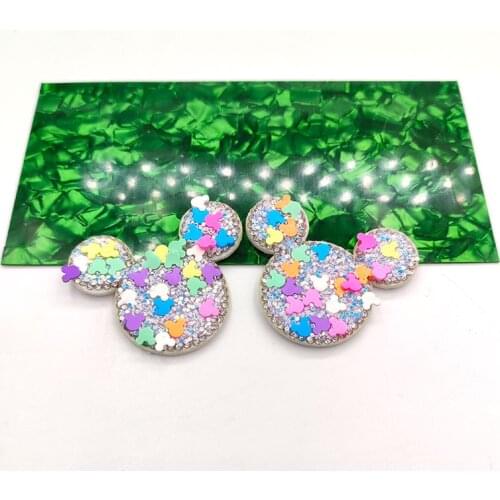 15Pcs/lot 5*4.3cm Sequin Mouse Head Appliques For Children Headwear Hair Clip Accessories And Garment Patches