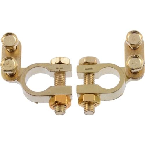 2Pcs Car Battery Terminals Clamps Pair Screw Connection Positive Negative Brass Cables Connectors Accessories Small Size