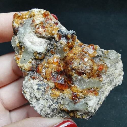 53.7g100% natural garnet and crystal symbiotic mineral specimen aura HEALING CRYSTAL QUARTZ GEM home decoration collection