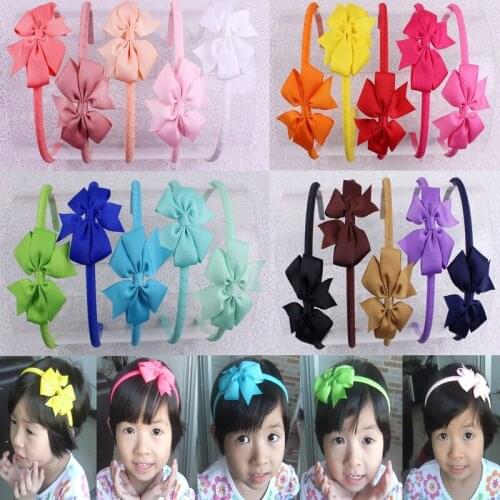 20pcs Xmas girl 3" hair bows with hard Headbands V Pinwheel Festival Bow Hair Accessories Princess pupil Prom Hair Bands FJ3137