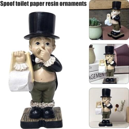 Toilet Butler with Roll Paper Holder Resin Ornament for Bathroom Super Cute Hot Decoration Crafts Statues & Sculptures