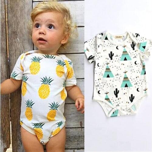 0-24M Infant Baby Bodysuits Cotton Short Sleeve Bodysuits For Newborns Baby Girls Jumpsuit Summer Pineapple Baby Boys Clothes