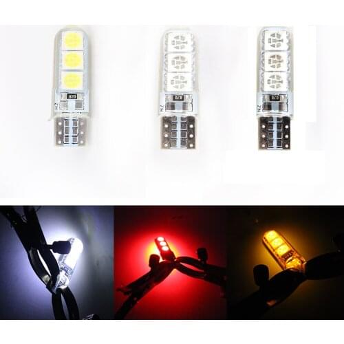 Side Marker Lamp Waterproof License Plate Lamp Silicone 6 SMD Trunk Light Car Interior Dome Reading Light T10 12V LED Bulb