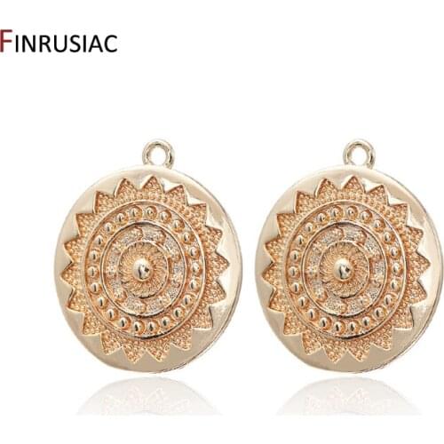 Big Size Round Pendant Accessories For Necklace Jewelry Making 14K Gold Plated