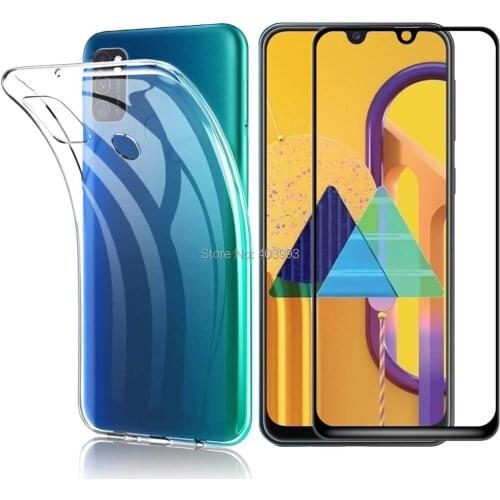 For Samsung Galaxy M21 Case Samsung M11 M31 Luxury Soft TPU Phone Case With Tempered glass Samsung Galaxy M11 M21 M215F M115F