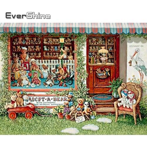 Evershine Diamond Painting Landscape Cross Stitch Diamond Embroidery Bear Picture Of Rhinestones Mosaic Art Child Gift