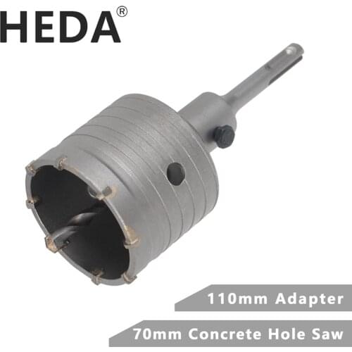 HEDA 70mm Concrete Tungsten Carbide Alloy Core Hole Saw SDS PLUS Electric Hollow Drill Bit Air Conditioning Pipe Cement Stone
