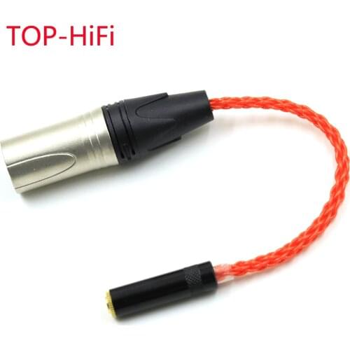 TOP-HiFi 4Pin XLR Male Balanced to 3.5mm Stereo Female UPOCC Silver Plated Audio Adapter Cable Headphone Cable