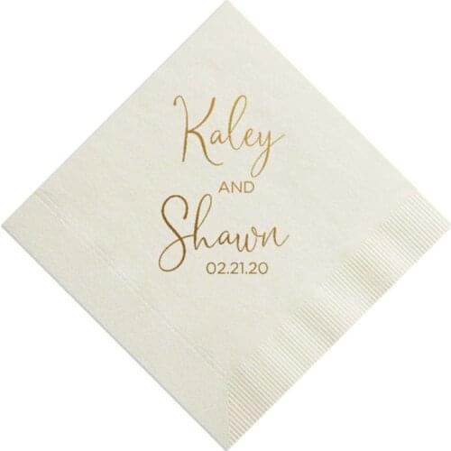50pcs Personalized Wedding Napkins Beverage Luncheon Dinner Guest Towels Available Engagement Party Rehearsal Dinner Shower