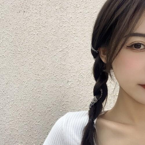 Ins Simple Long Tassel Braided Hair Side Clip European and American Street Shooting Geometric Hollow Round Bead Chain Hair Clip