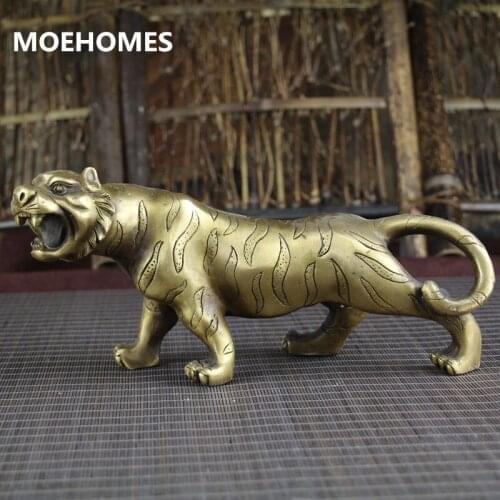 MOEHOMES Chinese copper handicrafts tiger statue Bronze feng shui statue family decoration metal handicraft