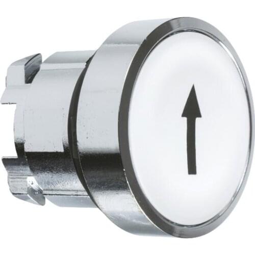 ZB4BA334 Push button head, metal, flush, white, Ø22, spring return, marked UP ARROW