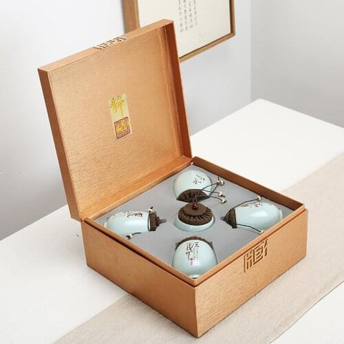 Storage Chinese Tea Caddies Box Gift Sugar Coffee Canister Seal Jade Ceramic Round Tea Caddies Pattern Caja De Te Teaware DG50TC
