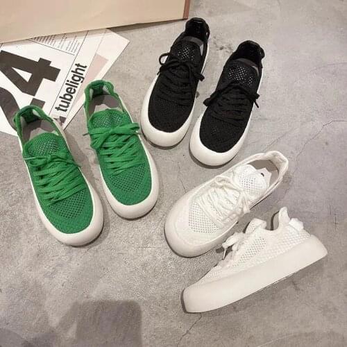 Knitted Mesh Shoes Women Summer Breathable Sneakers Fashion Flat Platform Shoes Ladies White Casual Sports Shoes Tenis Feminino