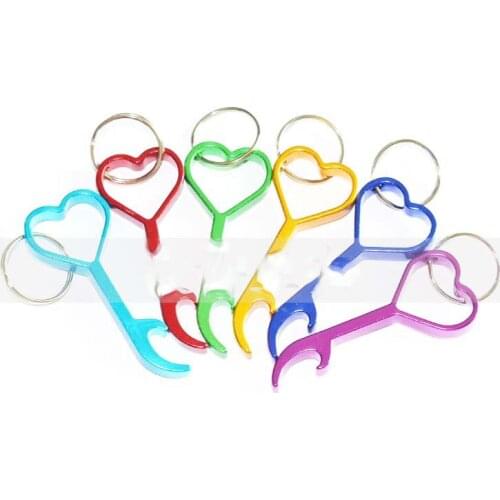 Love Heart Shaped Bottle Wine Beer Opener Keyring Keychain Key Chain Outdoor EDC Multi Tool can customize logo 100pcs