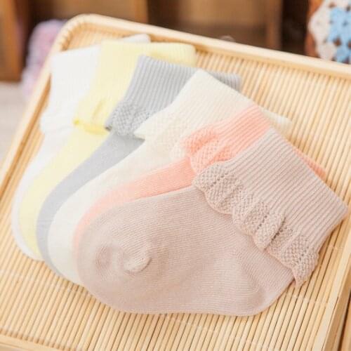 Cute Baby Girl Cotton Ruffle Socks Newborn Breathable Princess Lace Short Sock Lot For Baby Girls Clothing Accessory