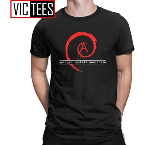 Mens Apt-get Install Anarchism T Shirt Linux Debian Mutiny Audio Pure Cotton Vintage O Neck Wholesale Tshirt