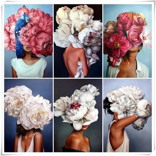 New Style DIY Art 5D Diamond Painting Kit Cross Stitch Full Square / Round Drill Woman Flower Home Furnishing Wall Art Decor