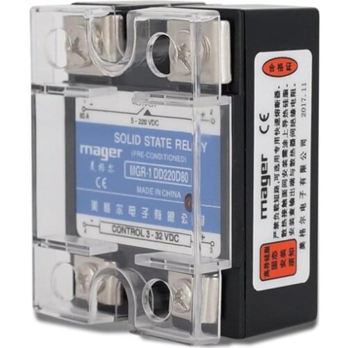 80A input 3-32V DC output 5-220V DC SSR-80DD DC control DC MGR-1 DD220D80 Single phase Solid state relay With Protective covers