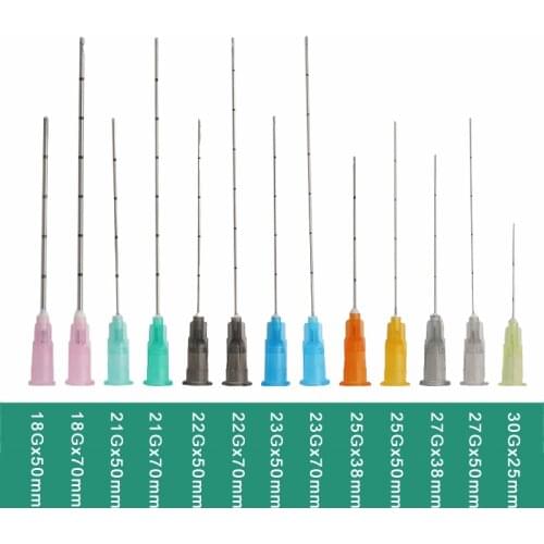 Disposable Fine Micro Cannula For Filler Injection 18G 21G 22G 23G 25G 27G 30G Plain Ends Notched Endo Blunt-tip Needles ,10sets