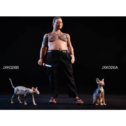 About 8.7cm 1/6 Scale Simulation Tattoo Version Of Sphinx Hairless Cat Static Ornament Animal Sculpture Jewelry Gift