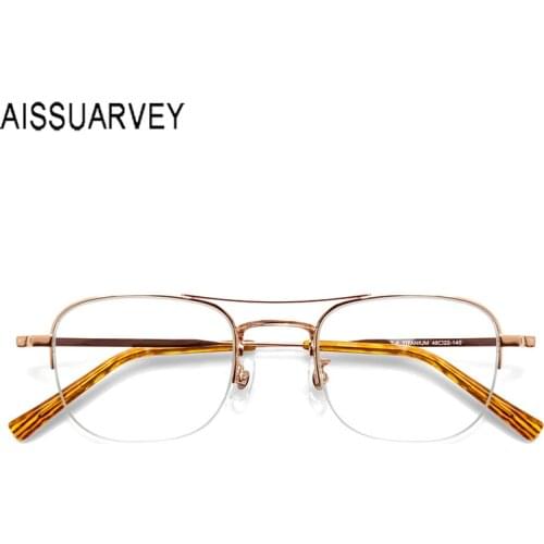 Small Fashion Titanium Glasses Frame Women Round Eye Glasses Optical Eyeglasses Frames Vintage Designer Double Bridge Half Rim