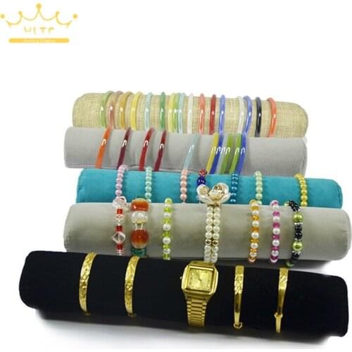 Wholesale 5 Color Jewelry Roll Bag Jewelry Organizer Bracelets Display Watch Holder Jewellery Storage Tube 32cm
