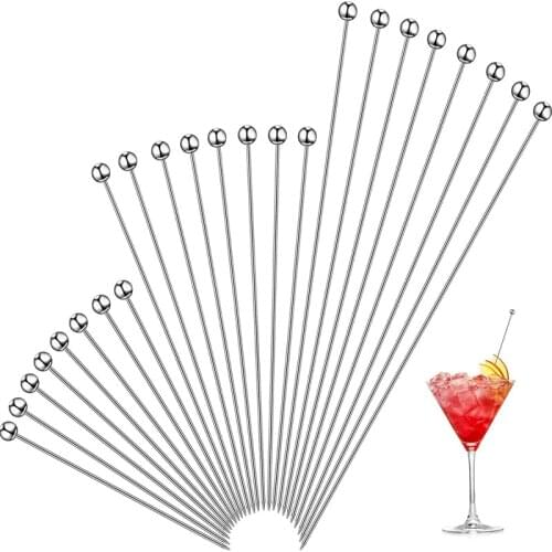 Cocktail Sticks Stainless Steel Fruit Sticks,Reusable Drink Picks Martini Picks Toothpicks for Drinks 3 Size Fruit Sticks