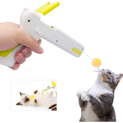 NEW Interactive Cat Toy Feather Ball Rebounds Teaser Gun Puzzle Funny Cat Stick Interesting Pet Products for Kittens interactive