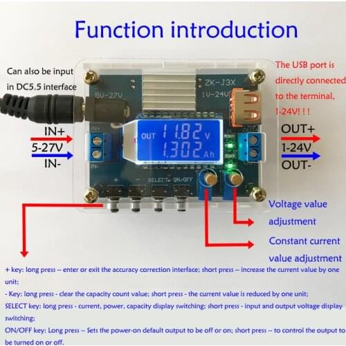 DC DC Buck Converter CC CV Power Module 1-24V 3A Adjustable Regulated power supply 5V 12V