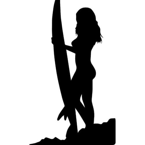 Sexy Girl At The Beach Surfing Car Sticker Fashion Pvc Decals Suitable for All Kinds of Car Stickers Black/white, 18cm*10cm