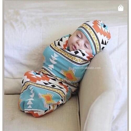 Newborn Baby Hat Turban Cotton Beanie 0-6M Infant Baby Swaddle Blanket Boy Girl Floral Baby Wrap headbands