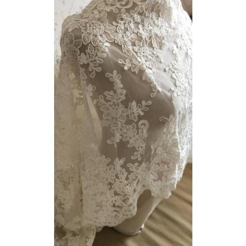 Fabulous Alencon Lace Trim Luxury Wedding Lace Floral Embroidered Retro Tulle Lace 16.53 Inches Wide 1 Yard