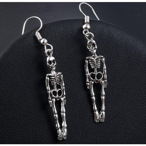 Halloween Vintage Skeleton Skull Dangle Drop Earrings for Women Jewelry Party Gifts