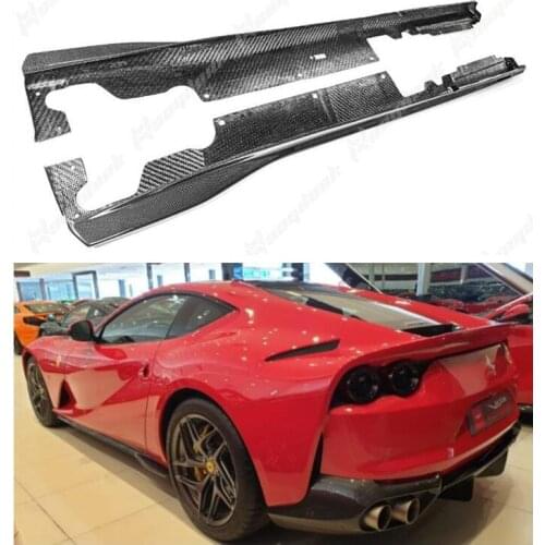 High Quality REAL CARBON FIBER SIDE BODY SKIRTS KIT LIP COVER FOR Ferrari 812 2017 2018 2019 2020 2021