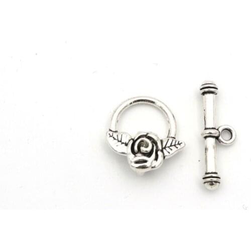 10 Pair Antique Silver Round Flower OT Clasp Connector For Jewelry Making Bracelet Necklace Diy Accessories Needlework Wholesale