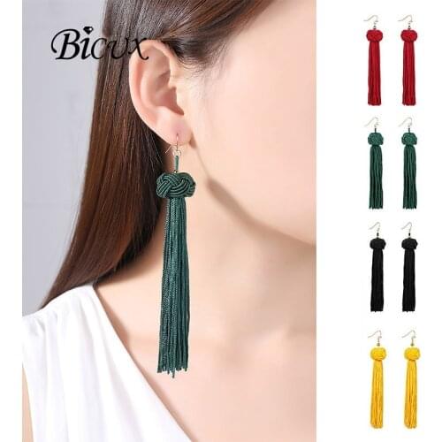 BICUX Tassel Long Earrings For Women Bohemian Fringe Drop Earrings Detachable Dangle Earring 2019 Brincos Female Fashion Jewelry