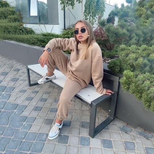 Womens Tracksuit 2 Piece Set Pullover Pants Sports Suit Female Autumn Winter Sweatshirt Sets Solid color comfort Sportswear