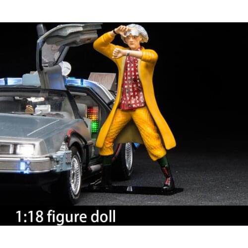 1/18 Back to the future DeLorean DMC-12 Car Figure Doll Model Scene Display Resin PVC Standing Figure Doll Model Toy Collectible