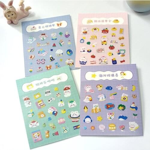 1Pc Kawaii Bear Diary Series Decorative Stickers Korean Cartoon PVC Sticker DIY Scrapbooking Album Journal Supplies Stationery
