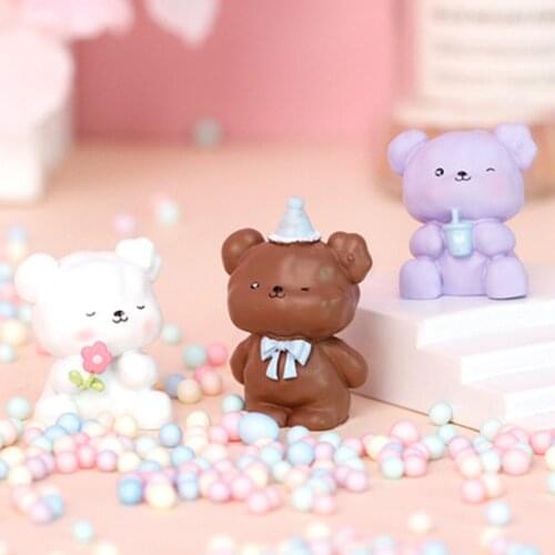 ZOCDOU 1 Piece Creative Cute Cartoon Bear Small Statue Little Figurine Crafts Figure Ornament Miniatures