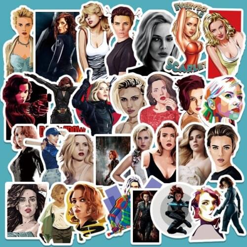 10/30/50 PCS Black Widow Character Graffiti Sticker Waterproof PVC Luggage Laptop Skateboard Kettle Sticker Toy Wholesale