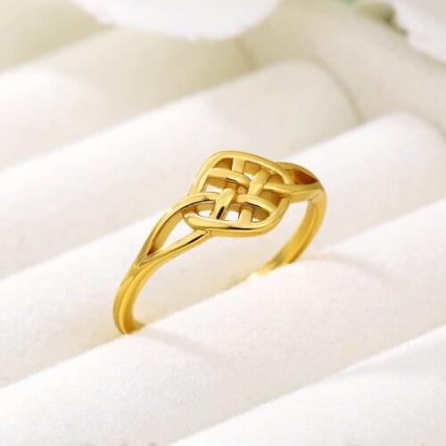 2020 Trend Rins Stainless Steel Chinese Knot Ring Femmal Gold Adjustable Engagement Gift For Women BFF Fashion Jewelry Femme