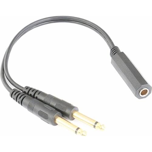 30cm Dual 6.35mm ( 1/4" ) Male to One 6.35 Female Y Splitter Adapter Audio Cable