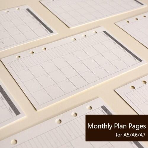40Sheets/Pcs Monthly Planner Notebook A5 A6 A7 2019 Organize Plan Refill Loose Leaf Notebook Paper Notebooks And Journals Filler