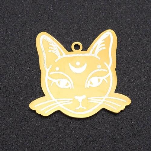 5pcs/lot 100% Stainless Steel Cat Charm Pendant Wholesale Never Fade Top Quality Jewelry Bracelet Making Finding Supplies